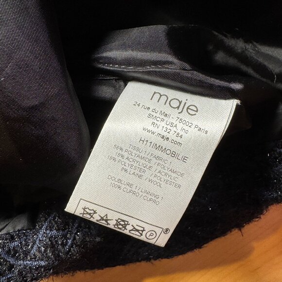 Maje Wool Blend Mini Skirt Women's Size 1 / Small Navy Blue Metallic in EUC! - Picture 3 of 5